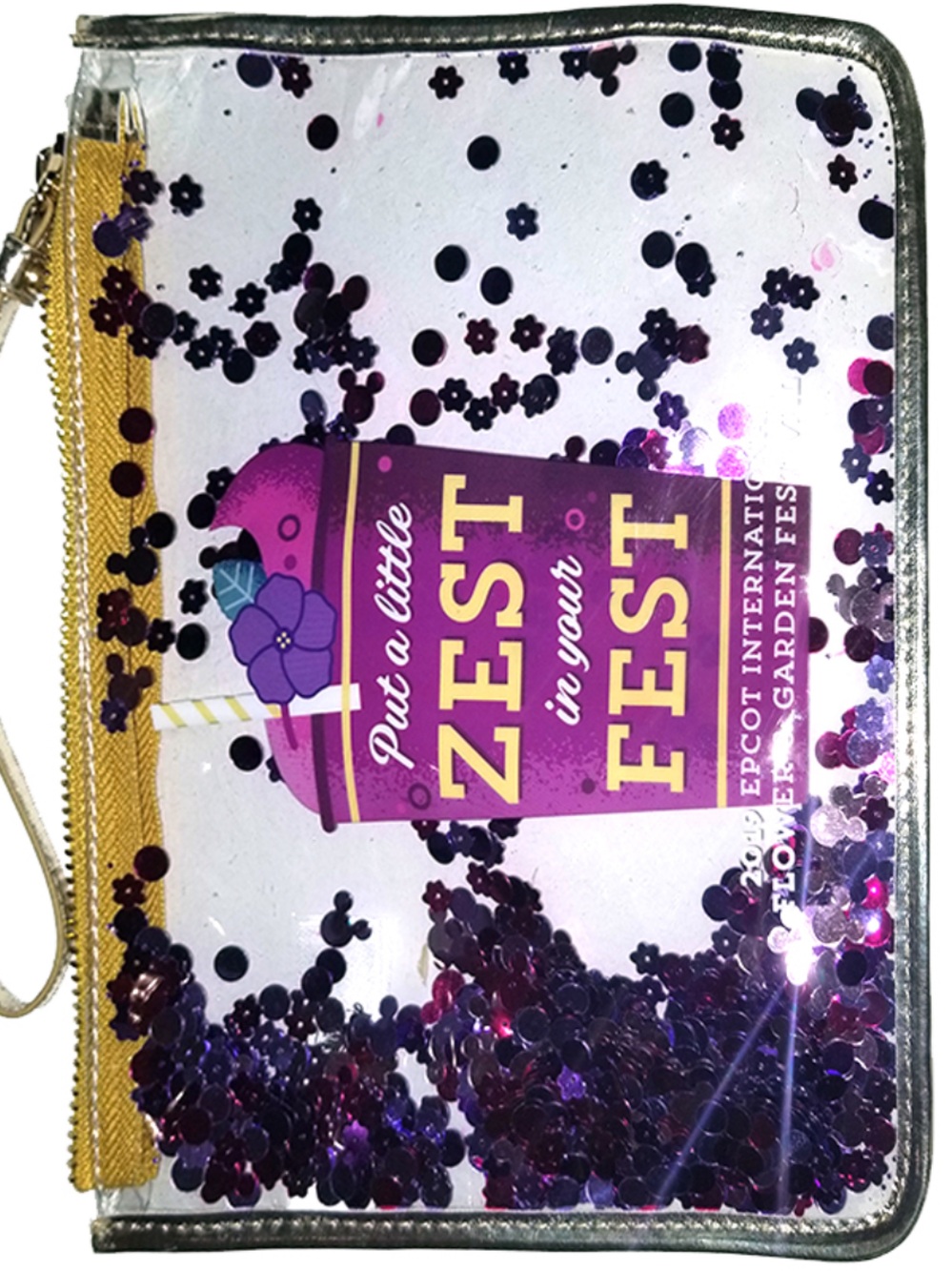 WDW Epcot Food and Wine Festival glitter wristlet pouch